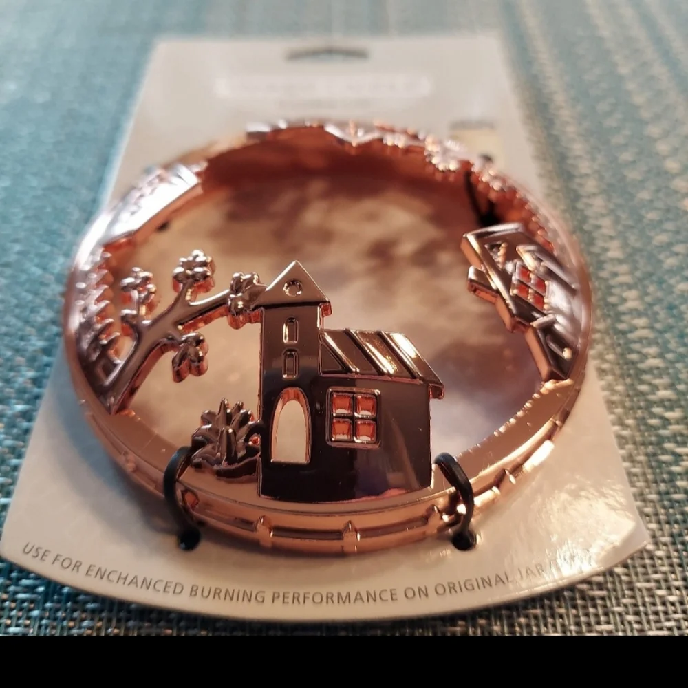 YANKEE CANDLE ILLUMA LID JAR COPPER TOPPER HOUSES BNWT Retired